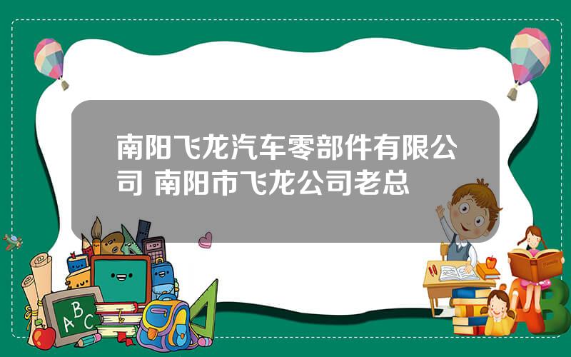 南阳飞龙汽车零部件有限公司 南阳市飞龙公司老总